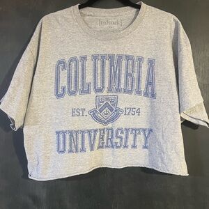 Gray T-Shirt with Blue Graphic